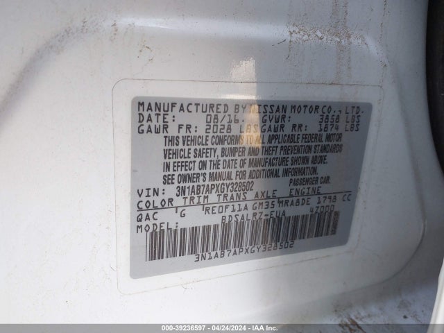 Nissan SENTRA SR 2016 3N1AB7APXGY328502 Image 9