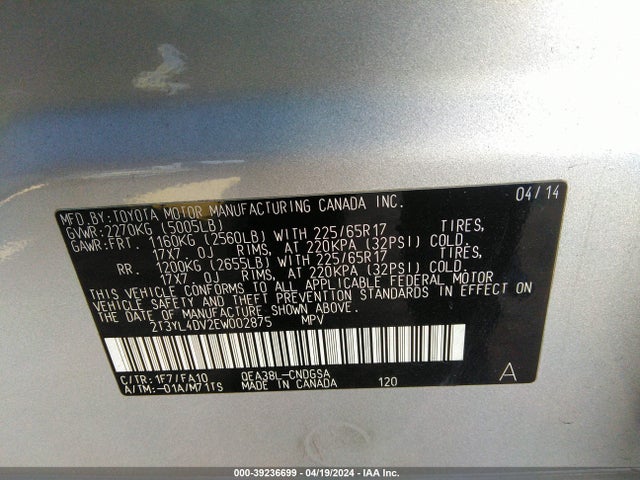 Toyota RAV4 EV 2014 2T3YL4DV2EW002875 Image 9