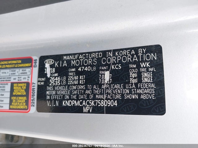KIA Sportage Lx 2019 KNDPMCAC5K7580904 Image 9