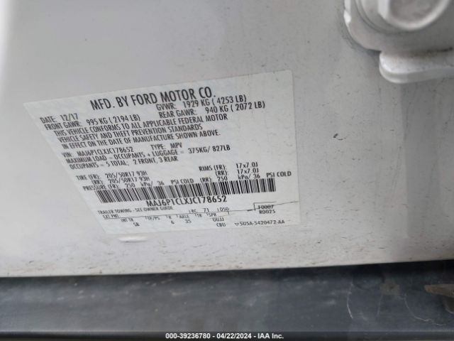 MAJ6P1CLXJC178652 Ford Ecosport Ses