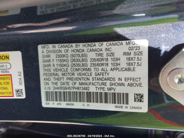 2HKRS6H57PH813482 Honda Cr-v Hybrid Sport