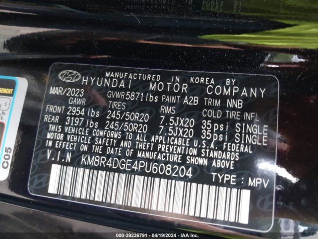 KM8R4DGE4PU608204 Hyundai Palisade Sel