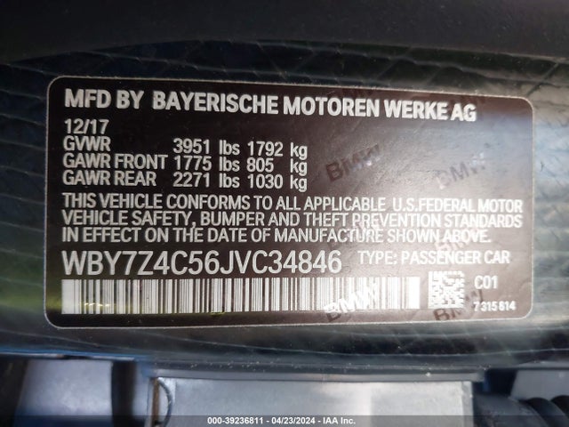 BMW I3 94ah W/range Extender 2018 WBY7Z4C56JVC34846 Image 9