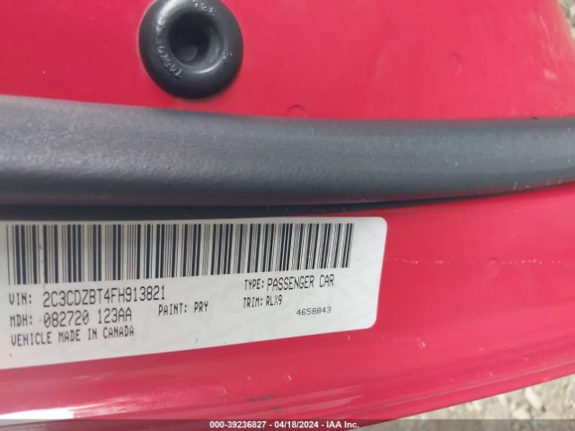 2C3CDZBT4FH913821 Dodge Challenger R/t Plus