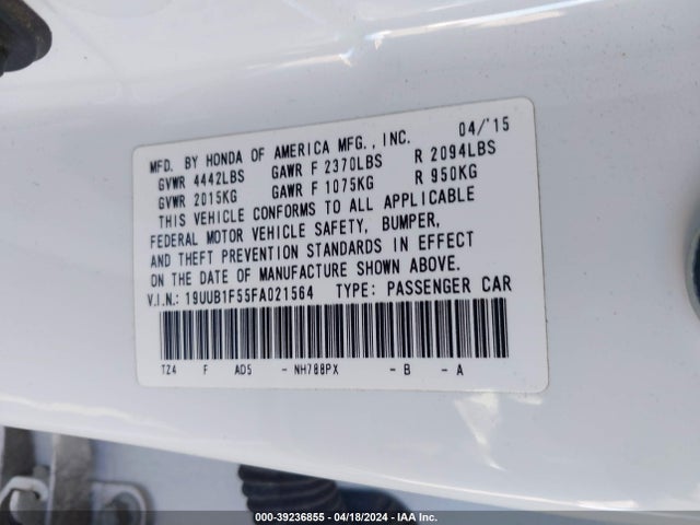 19UUB1F55FA021564 Acura TLX TECH