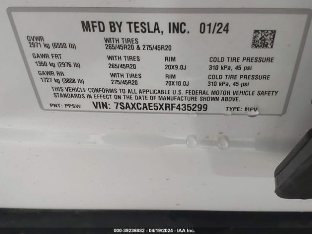 7SAXCAE5XRF435299 Tesla Model X Long Range
