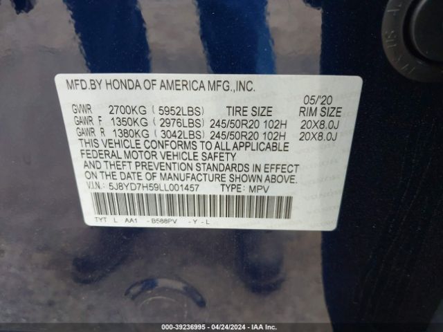 2020 ACURA MDX SPORT HYBRID 5J8YD7H59LL001457 Photo 8
