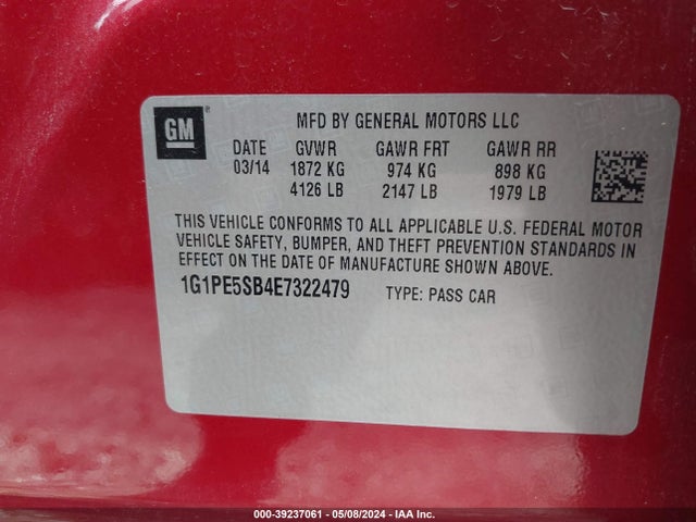 Chevrolet Cruze 2lt Auto 2014 1G1PE5SB4E7322479 Image 9