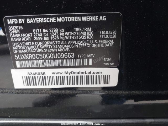 5UXKR0C50G0U09663 BMW X5 Xdrive35i