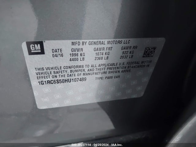 Chevrolet VOLT LT 2017 1G1RC6S50HU107489 Image 9
