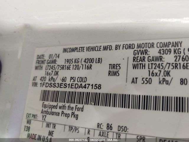 1FDSS3ES1EDA47158 Ford E-350 Super Duty Commercial
