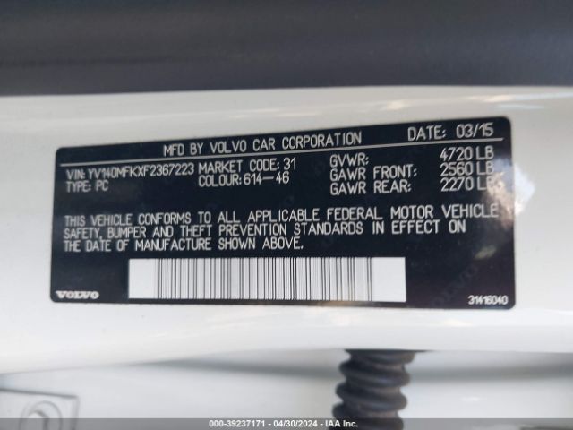 YV140MFKXF2367223 Volvo S60 T5 Premier