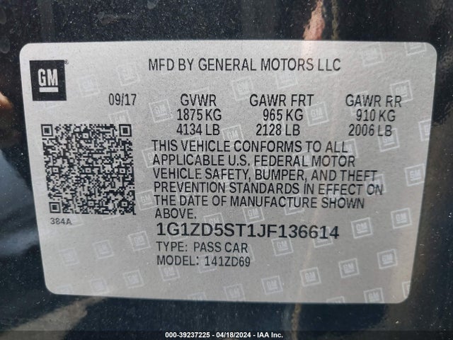 Chevrolet MALIBU LT 2018 1G1ZD5ST1JF136614 Image 9