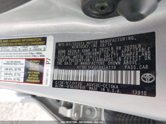 Toyota CAMRY SE 2014 4T1BF1FK0EU454119 Image 9