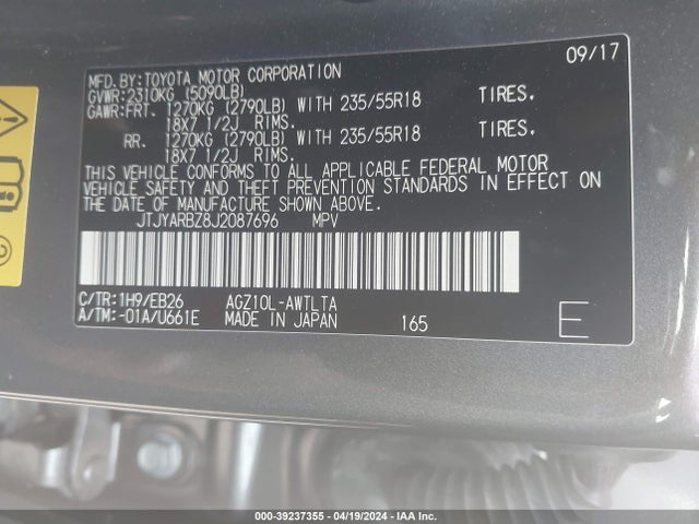 JTJYARBZ8J2087696 Lexus Nx 300 F Sport