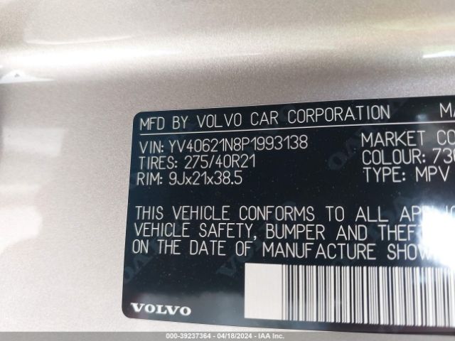 YV40621N8P1993138 Volvo Xc90 B6 Plus 6-seater