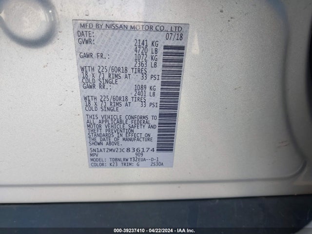 Nissan Rogue Sl 2018 5N1AT2MV2JC836174 Image 9