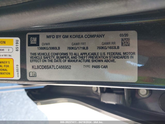 Chevrolet Spark Fwd 1lt Automatic 2020 KL8CD6SA7LC466952 Image 9