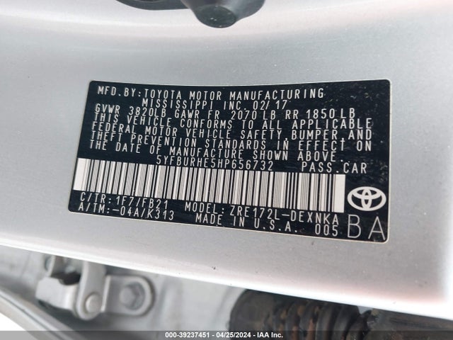 Toyota COROLLA LE 2017 5YFBURHE5HP656732 Image 9
