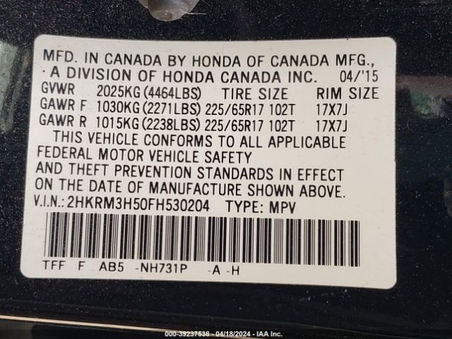 2HKRM3H50FH530204 Honda CR-V EX