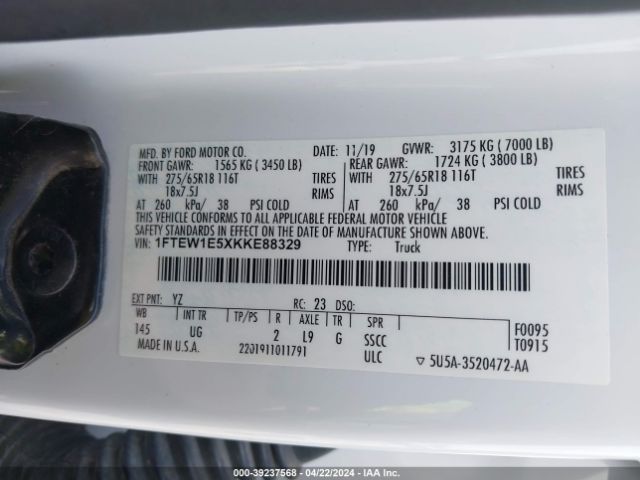 2019 FORD F-150 1FTEW1E5XKKE88329 Photo 8