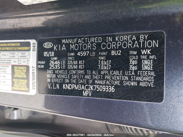 KIA Sportage Lx 2019 KNDPM3AC2K7509336 Image 9
