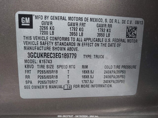 Chevrolet Silverado 1500 1lt 2014 3GCUKREC3EG189779 Image 9