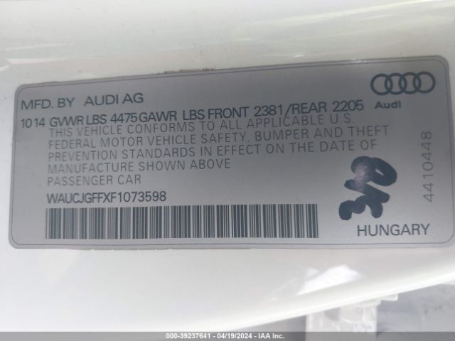 WAUCJGFFXF1073598 Audi A3 2.0 Tdi Premium