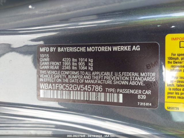 WBA1F9C52GV545786 BMW 228I