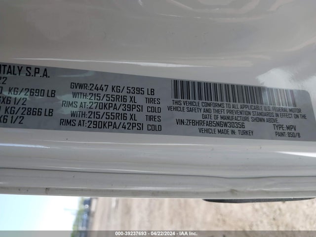 ZFBHRFAB5N6W30356 RAM Promaster City Cargo Van