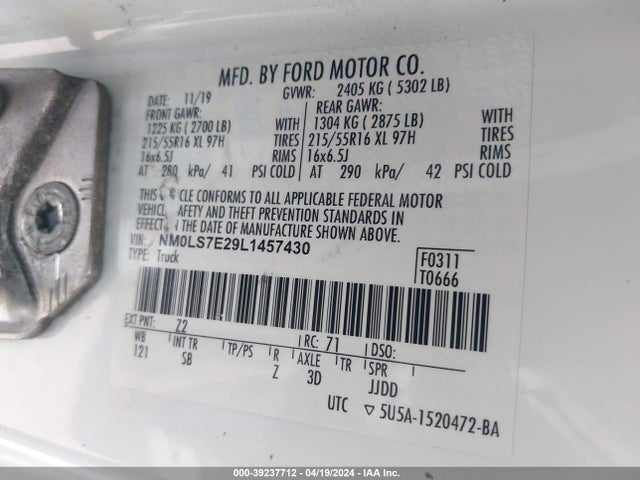 Ford Transit Connect Xl 2020 NM0LS7E29L1457430 Image 9