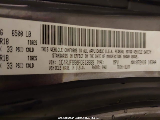 1C4RJFBG0FC612689 Jeep Grand Cherokee Limited
