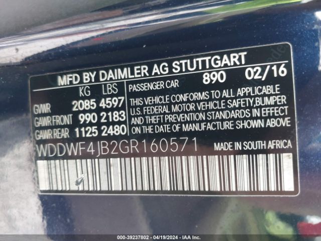 WDDWF4JB2GR160571 Mercedes-Benz C 300 Luxury/sport