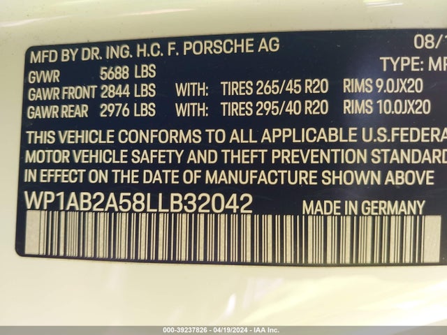 2020 PORSCHE MACAN WP1AB2A58LLB32042 Photo 8