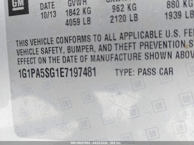 Chevrolet Cruze Ls Auto 2014 1G1PA5SG1E7197481 Image 9