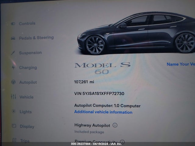 Tesla Model S 60/70/85 2015 5YJSA1S1XFFP72730 Image 7