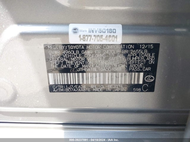 Lexus GS 200T 2016 JTHBA1BL1GA001048 Image 9
