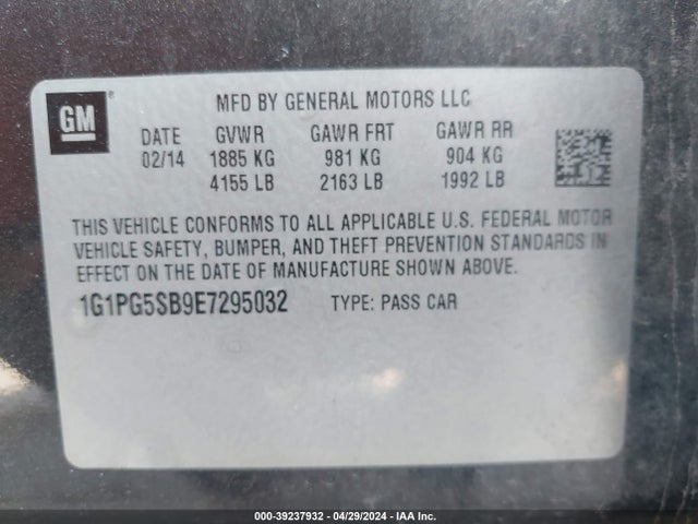 Chevrolet CRUZE LTZ 2014 1G1PG5SB9E7295032 Image 9