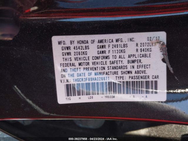 1HGCR3F89HA026671 Honda Accord Ex-l V6