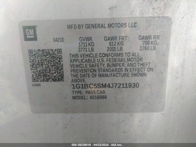 Chevrolet Cruze Ls Auto 2018 1G1BC5SM4J7211930 Image 9