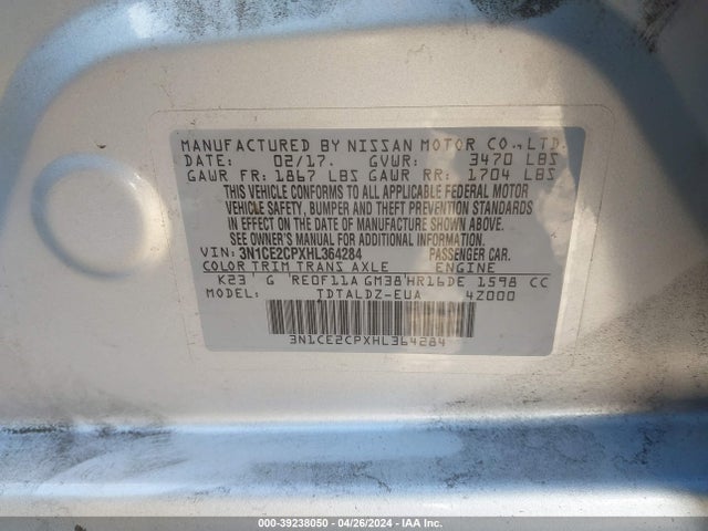 Nissan Versa Note Sv 2017 3N1CE2CPXHL364284 Image 9