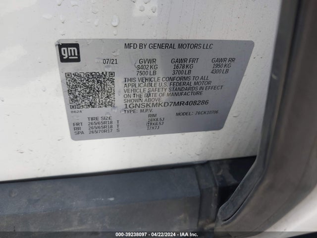 Chevrolet Tahoe 4wd Ls 2021 1GNSKMKD7MR408286 Image 9
