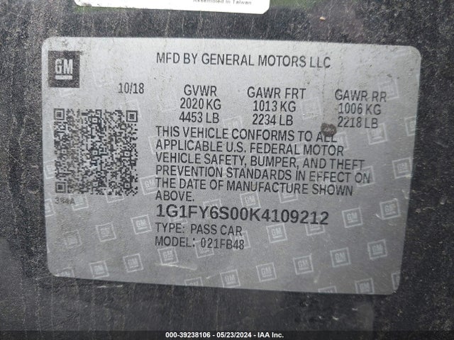 Chevrolet BOLT EV LT 2019 1G1FY6S00K4109212 Image 9