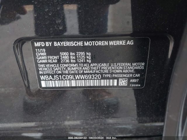 WBAJS1C09LWW69320 BMW 540I