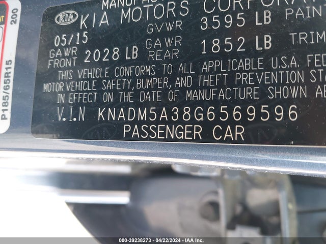 Aukcja sprzedaży 2016 Kia Rio Lx, vin: KNADM5A38G6569596, numer aukcji: 39238273