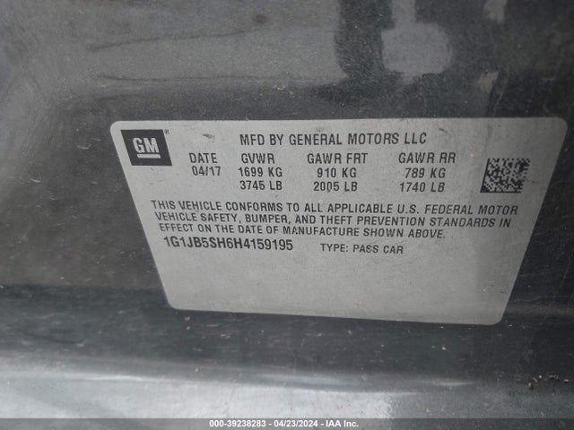 Chevrolet Sonic Ls Auto 2017 1G1JB5SH6H4159195 Image 9