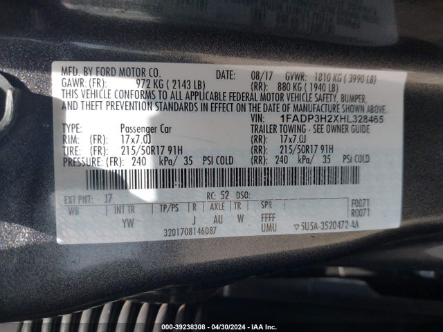 Ford FOCUS SEL 2017 1FADP3H2XHL328465 Image 9