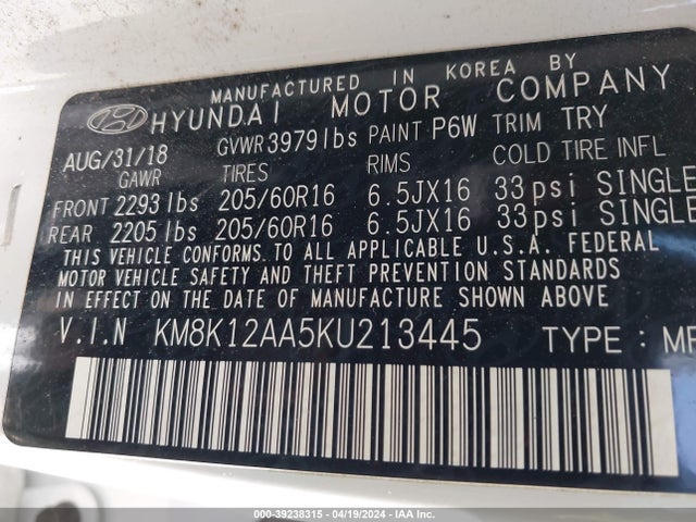 Hyundai Kona Se 2019 KM8K12AA5KU213445 Image 9