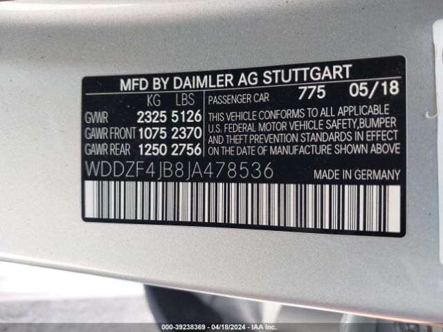 WDDZF4JB8JA478536 Mercedes-Benz E 300