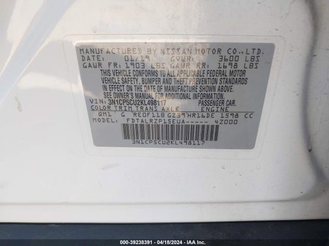 Nissan KICKS S 2019 3N1CP5CU2KL498117 Image 9